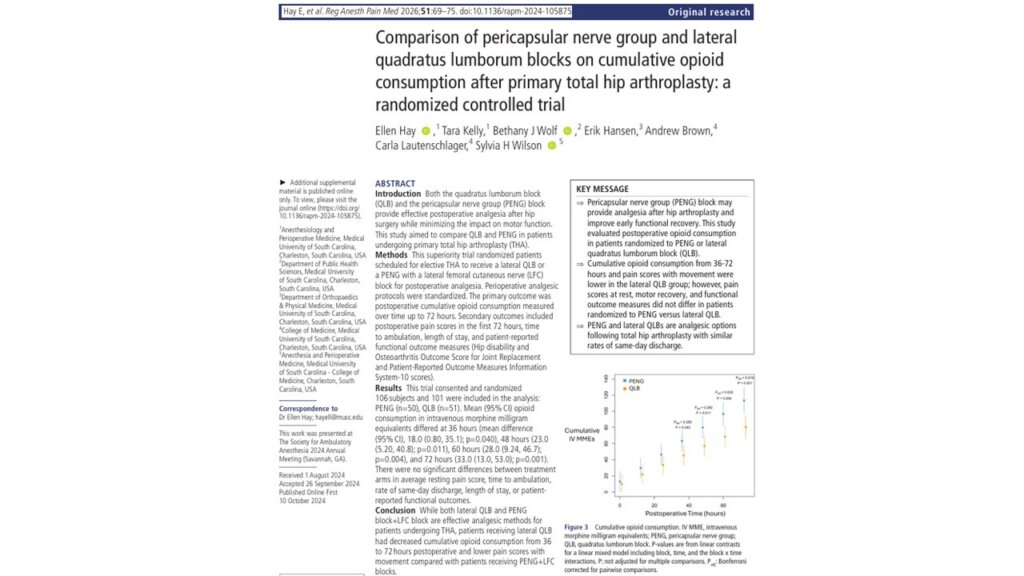 Comparing PENG + LFC and QLB blocks after total hip arthroplasty: Which provides better pain relief?